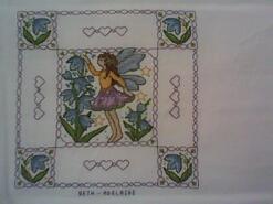 Cross stitch square for Isla J's quilt