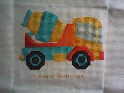 Cross stitch square for Lucas's quilt