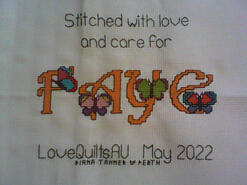 Cross stitch square for Faye's quilt