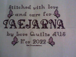 Cross stitch square for Taejarna's quilt