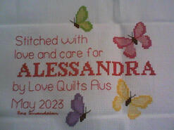 Cross stitch square for Alessandra's quilt