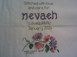 Cross stitch square for Nevaeh's quilt